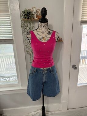 Croquet Club Y2K tank top with silver rhinestones 95% cotton